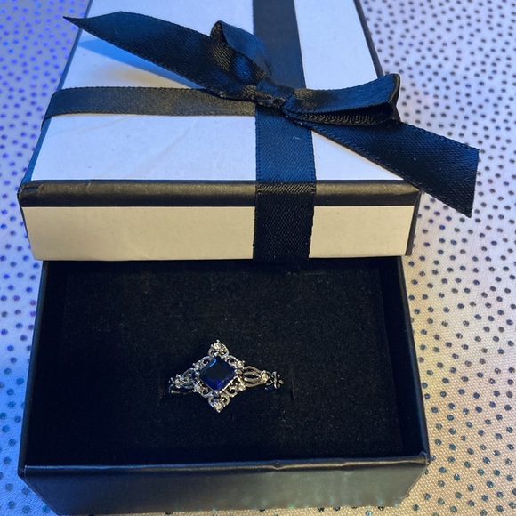 AR collection Jewelry - 1pc European And American Fashionable Simple Engagement Ring Set With Bl…